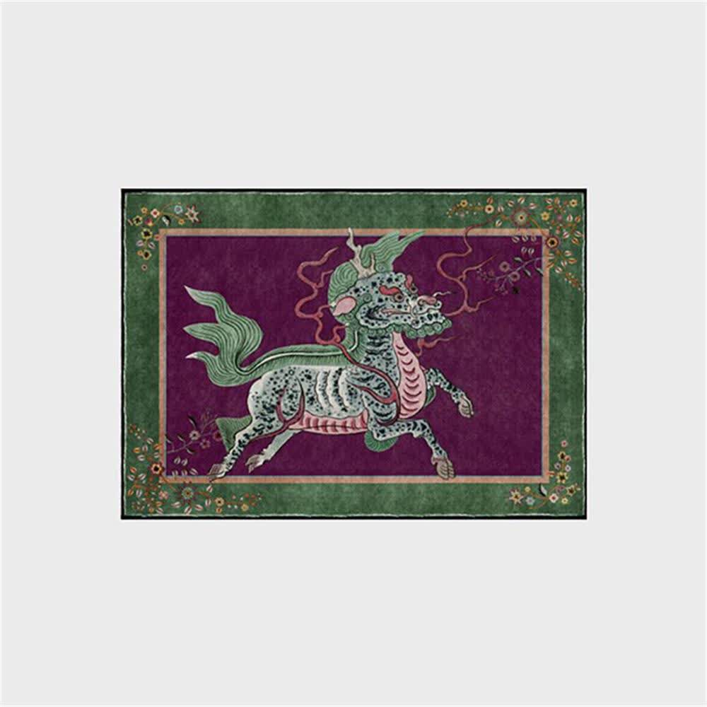 Tapis oriental rétro Kirin, lavable, doux