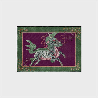 Tapis oriental rétro Kirin, lavable, doux