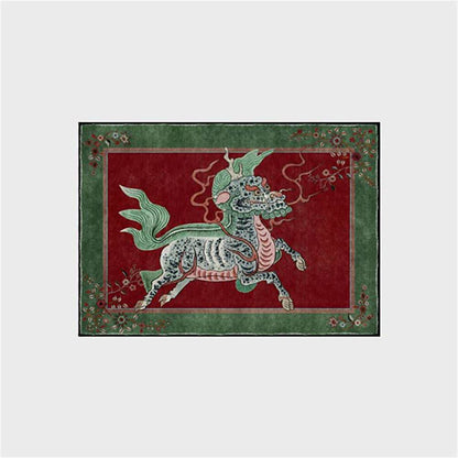 Tapis oriental rétro Kirin, lavable, doux