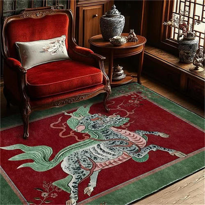 Tapis oriental rétro Kirin, lavable, doux