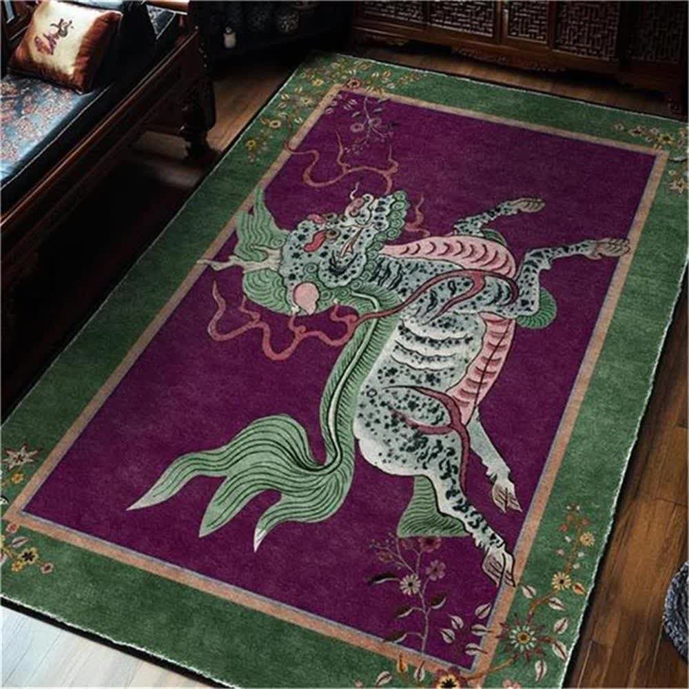 Tapis oriental rétro Kirin, lavable, doux