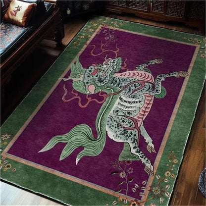 Tapis oriental rétro Kirin, lavable, doux