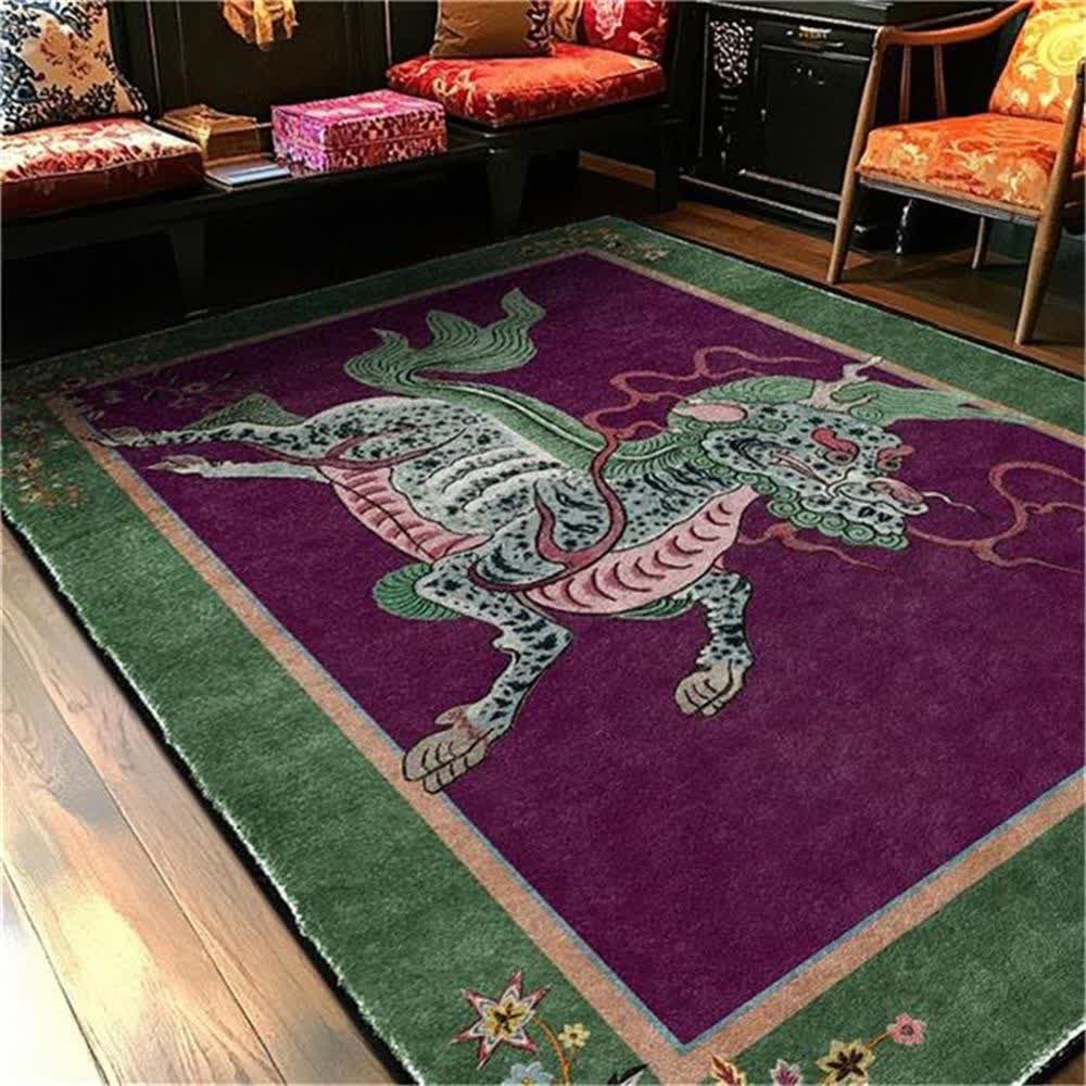 Tapis oriental rétro Kirin, lavable, doux