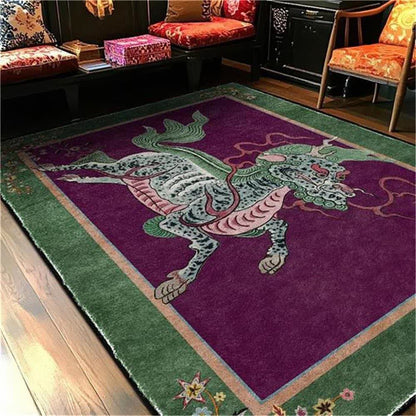 Tapis oriental rétro Kirin, lavable, doux