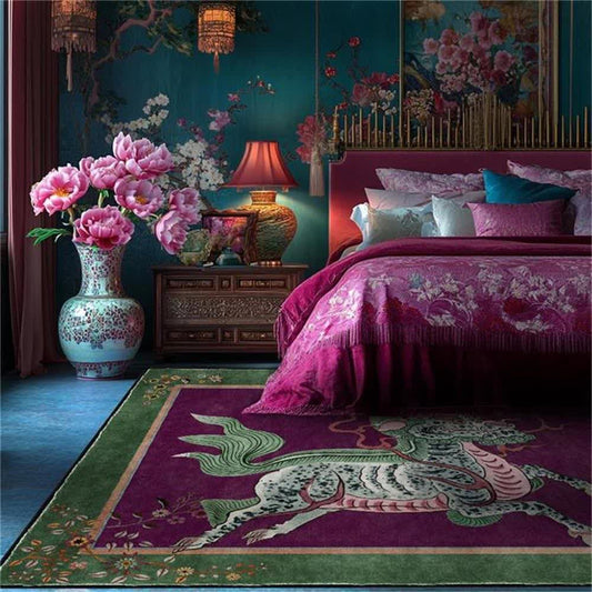 Tapis oriental rétro Kirin, lavable, doux