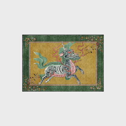 Tapis oriental rétro Kirin, lavable, doux