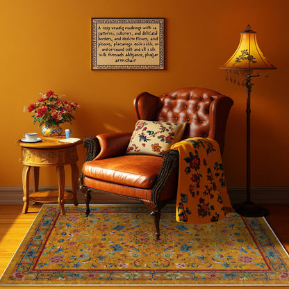 Tapis antidérapant, lavable et doux avec motif floral vintage