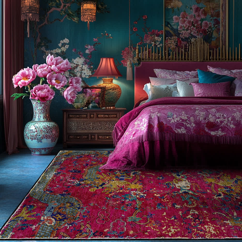 Tapis lavable et doux « Dragon Oriental »