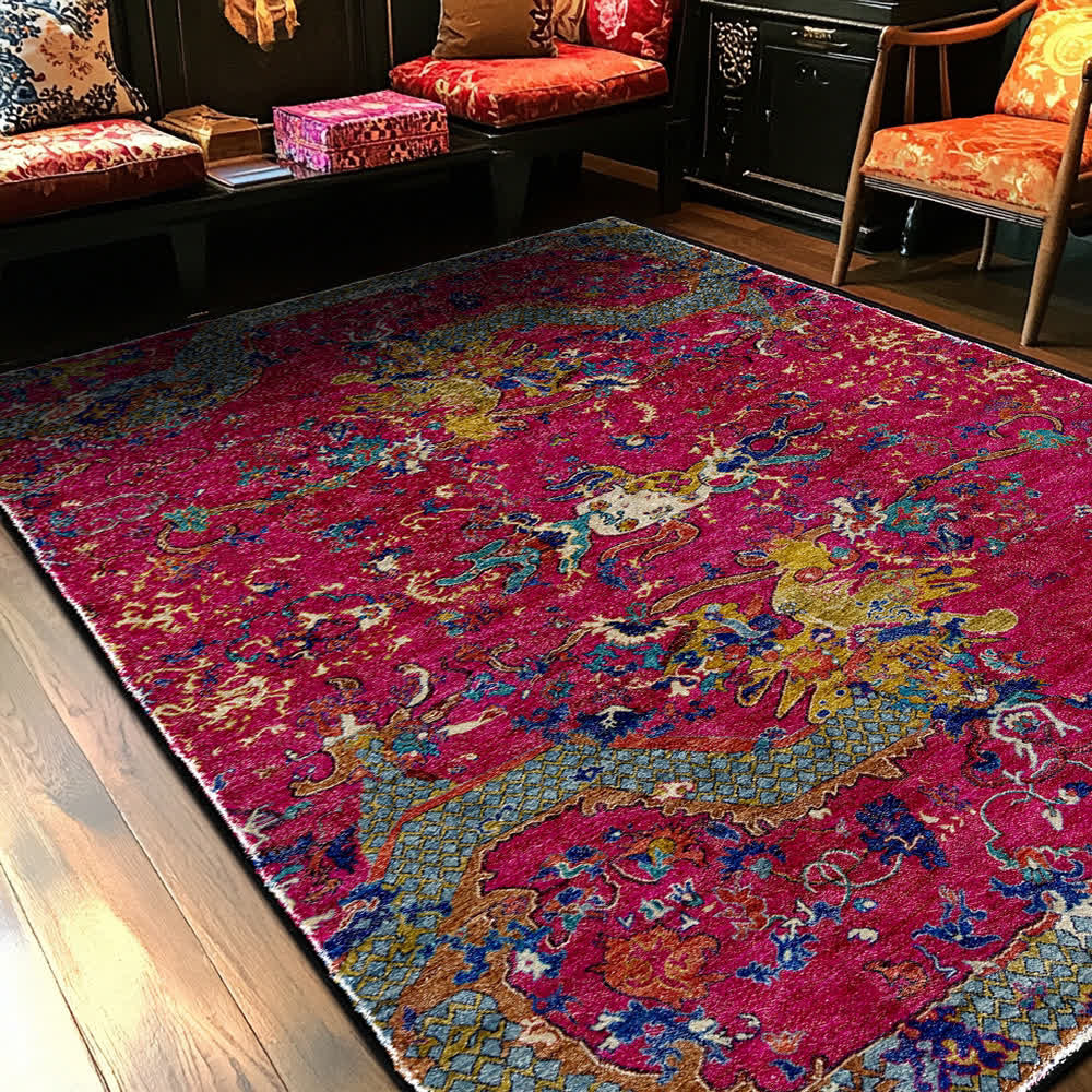 Tapis lavable et doux « Dragon Oriental »