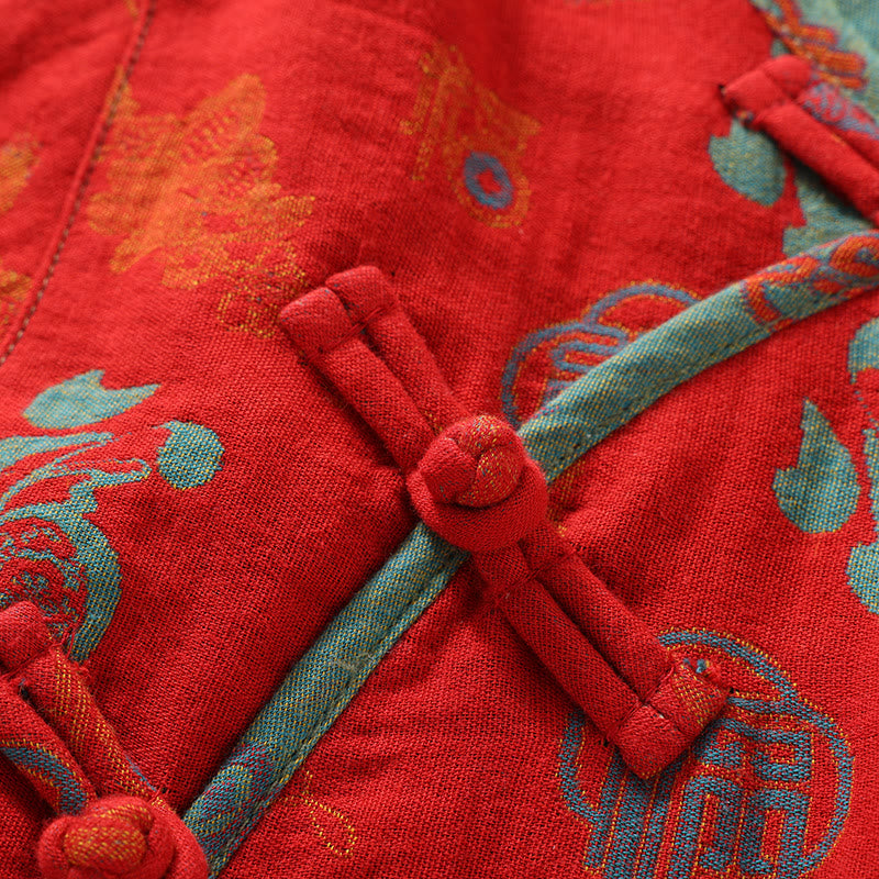 Ensemble de nuit en coton jacquard rouge « Fu »