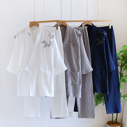 Ensemble pyjama kimono unisexe en jacquard de bambou