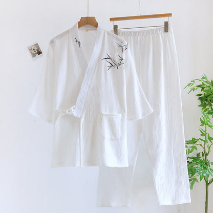 Ensemble pyjama kimono unisexe en jacquard de bambou