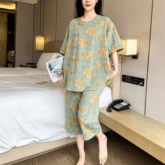 Ensemble de vêtements d'intérieur en coton tournesol grande taille