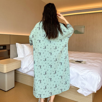 Chemise de nuit en coton double épaisseur grande taille