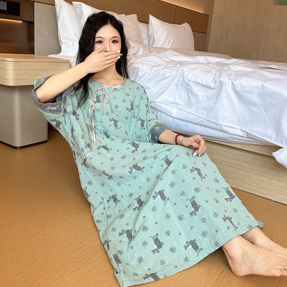 Chemise de nuit en coton double épaisseur grande taille - image 2