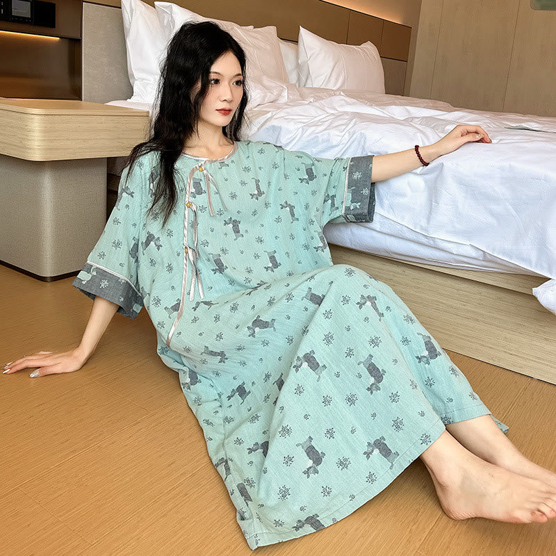 Chemise de nuit en coton double épaisseur grande taille - image 1