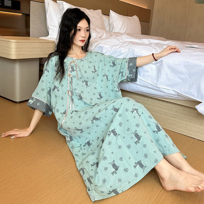 Chemise de nuit en coton double épaisseur grande taille - image 1