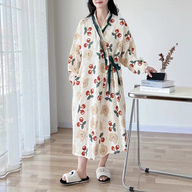 Chemise de nuit grande taille en jacquard motif ours et cerises