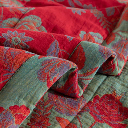 Couverture d'été en coton double épaisseur avec motif floral rétro