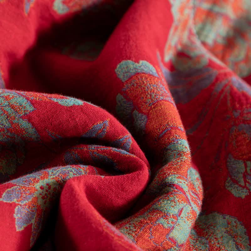Couverture d'été en coton double épaisseur avec motif floral rétro
