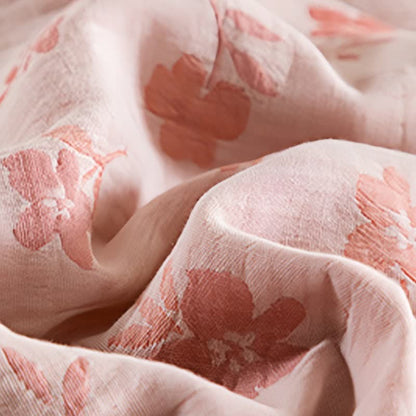 Couette d'été double couche en coton à motif floral rose