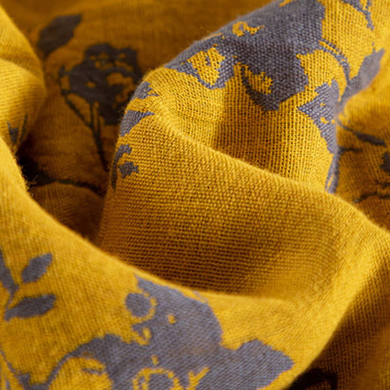 Couette d'été jaune double épaisseur en coton à motif floral