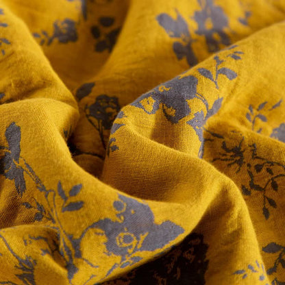 Couette d'été jaune double épaisseur en coton à motif floral