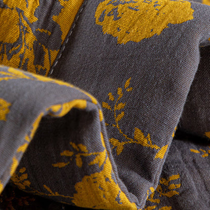 Couette d'été jaune double épaisseur en coton à motif floral