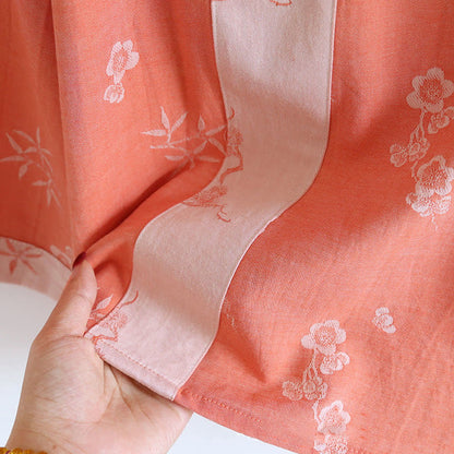 Vêtements d'intérieur à manches longues en tissu de coton jacquard teint en fil de style vintage