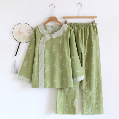 Vêtements d'intérieur à manches longues en tissu de coton jacquard teint en fil de style vintage