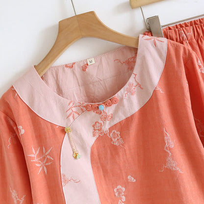 Vêtements d'intérieur à manches longues en tissu de coton jacquard teint en fil de style vintage