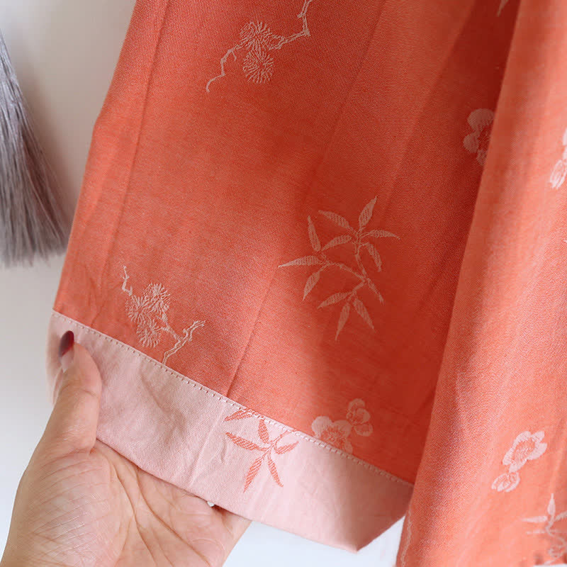 Vêtements d'intérieur à manches longues en tissu de coton jacquard teint en fil de style vintage
