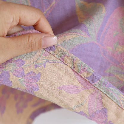 Ensemble de vêtements d'intérieur rétro à manches courtes en coton teint en fil