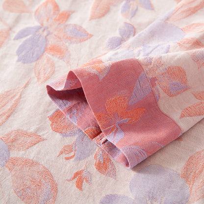 Chemise de nuit vintage à col rond en coton teint en fil
