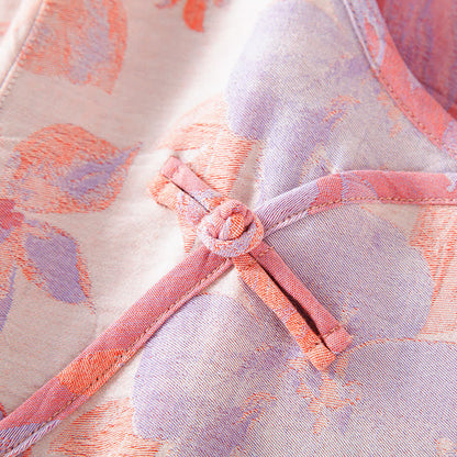 Chemise de nuit vintage à col rond en coton teint en fil