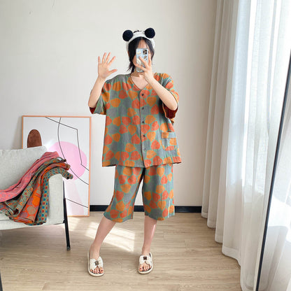 Ensemble de vêtements d'intérieur à manches courtes et imprimé jacquard vintage grande taille