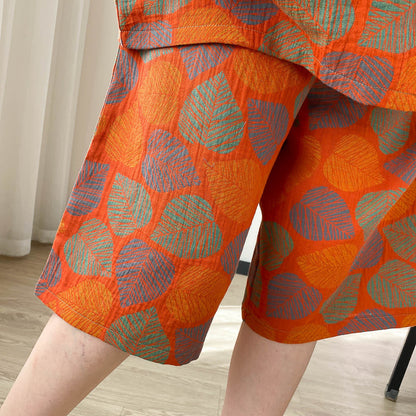 Ensemble de vêtements d'intérieur à manches courtes et imprimé jacquard vintage grande taille