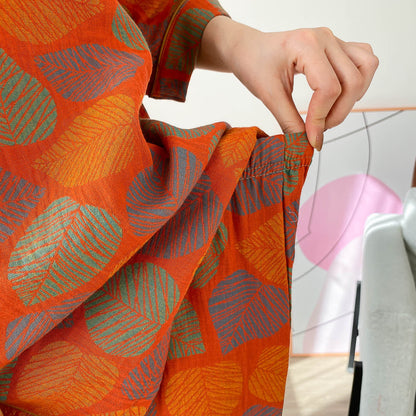 Ensemble de vêtements d'intérieur à manches courtes et imprimé jacquard vintage grande taille
