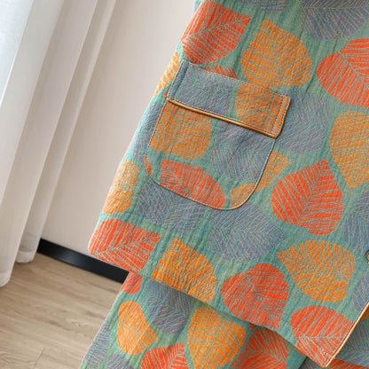 Ensemble de vêtements d'intérieur à manches courtes et imprimé jacquard vintage grande taille