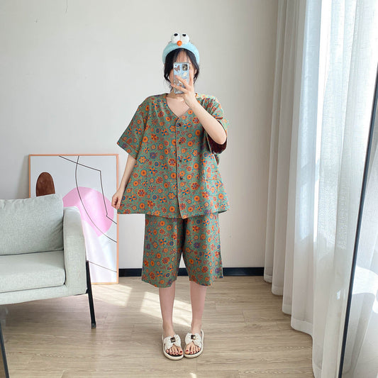 Ensemble de vêtements d'intérieur grande taille à imprimé floral jacquard vintage