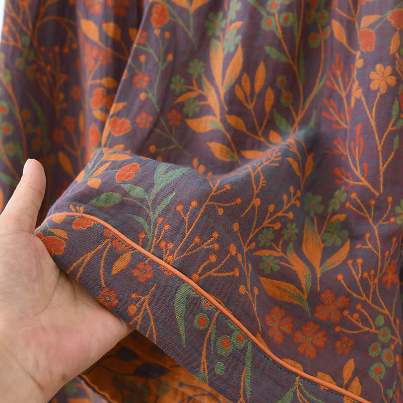 Ensemble de vêtements d'intérieur à manches courtes en coton teint en fil style jacquard (3 pièces)