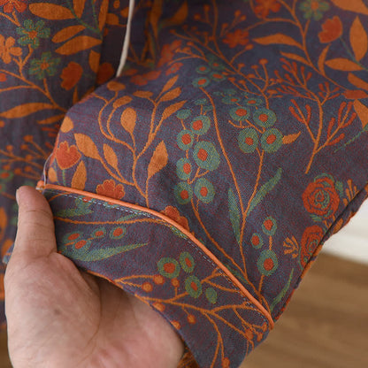 Ensemble de vêtements d'intérieur à manches courtes en coton teint en fil style jacquard (3 pièces)