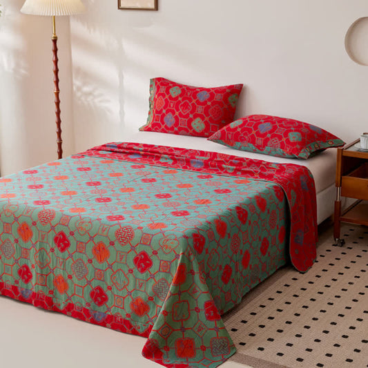 Couvre-lit réversible en gaze de coton jacquard teint en fil de style rétro