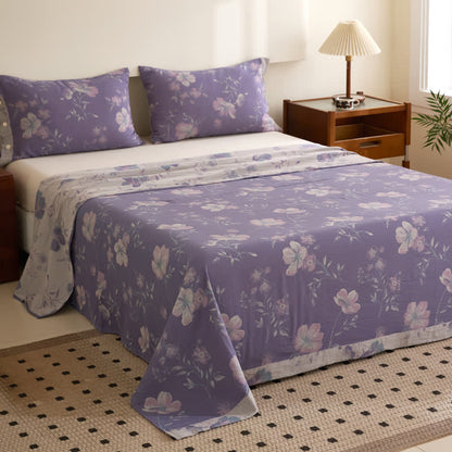 Couvre-lit réversible en gaze de coton jacquard à motif floral