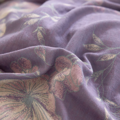 Couvre-lit réversible en gaze de coton jacquard à motif floral