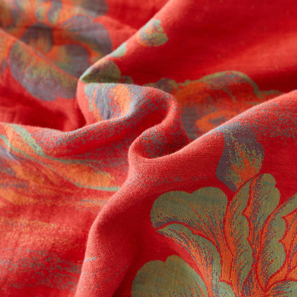Couvre-lit réversible en gaze de coton jacquard teint en fil pivoine
