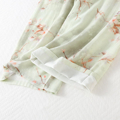 Ensemble pyjama en fibre de bambou à motif de fleurs de prunier