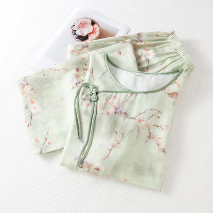 Ensemble pyjama en fibre de bambou à motif de fleurs de prunier