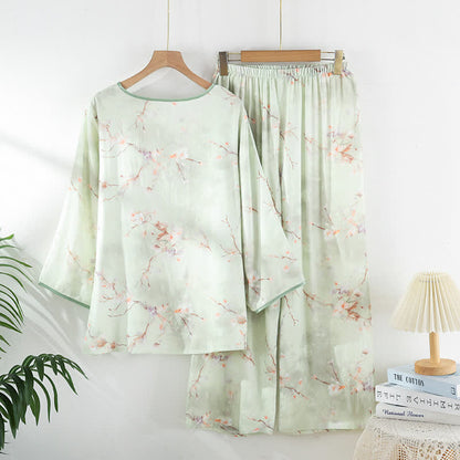 Ensemble pyjama en fibre de bambou à motif de fleurs de prunier