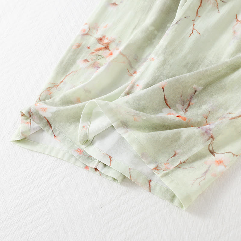 Ensemble pyjama en fibre de bambou à motif de fleurs de prunier